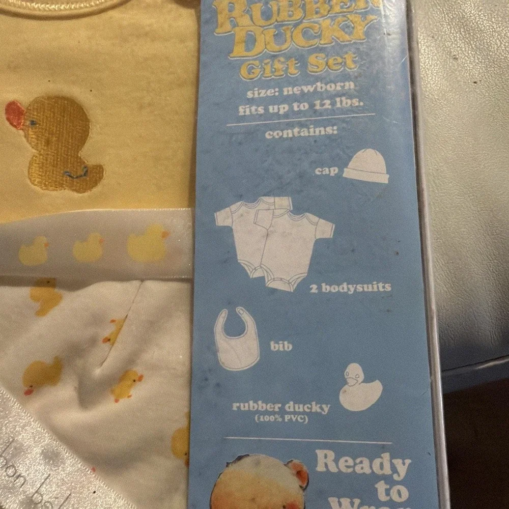 Bon Bebe Outfit 5pc Rubber Ducky Set Bodysuit Bib Mittens Newborn